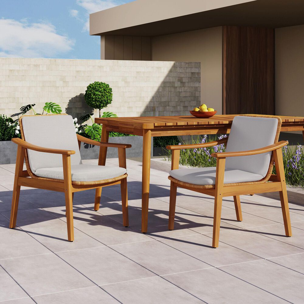 Hearth and Haven Outdoor Dining Chair in Grey (Set of 2), , large