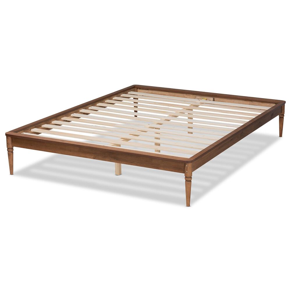 Baxton Studio Tallis Queen Platform Bed Frame in Walnut Brown, , large