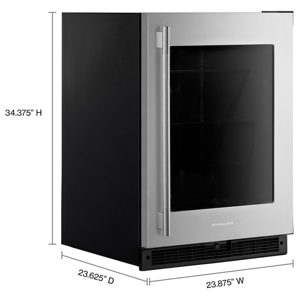 KitchenAid 5.2 Cu. Ft. Undercounter Refrigerator with Glass Door and Right Hinge in Black and Stainless Steel, , large