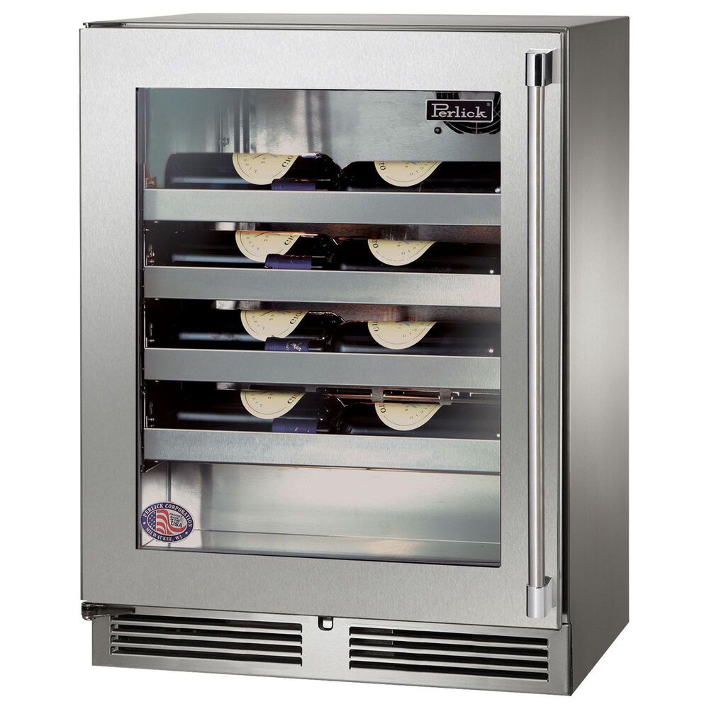 Perlick Signature Indoor Series 3.1 Cu. Ft. Shallow Depth Wine Reserve with Left Hinge and Glass Door in Stainless Steel, , large