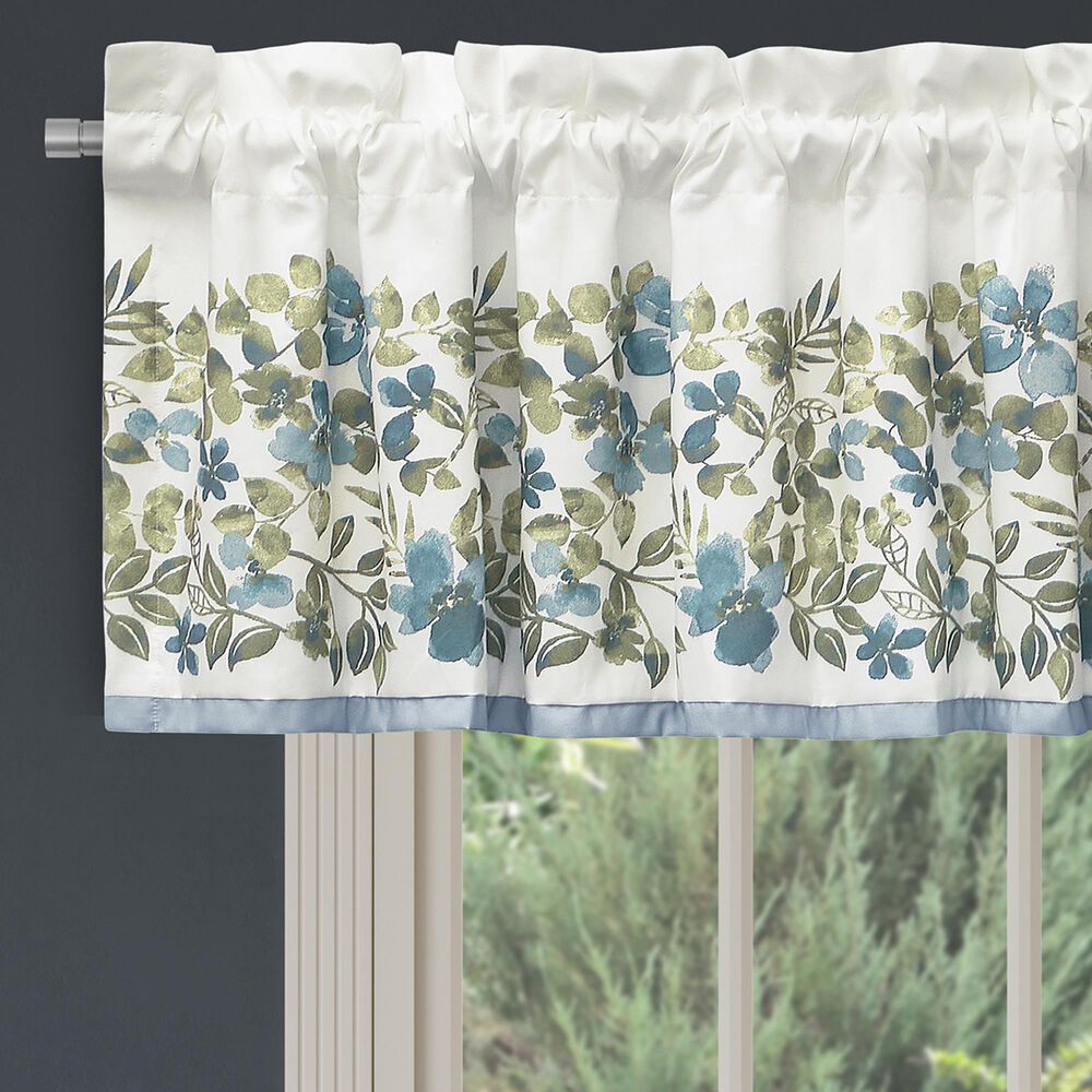 J. Queen New York Evergreen 72&quot; x 17&quot; Straight Window Valance in Blue and Green, , large