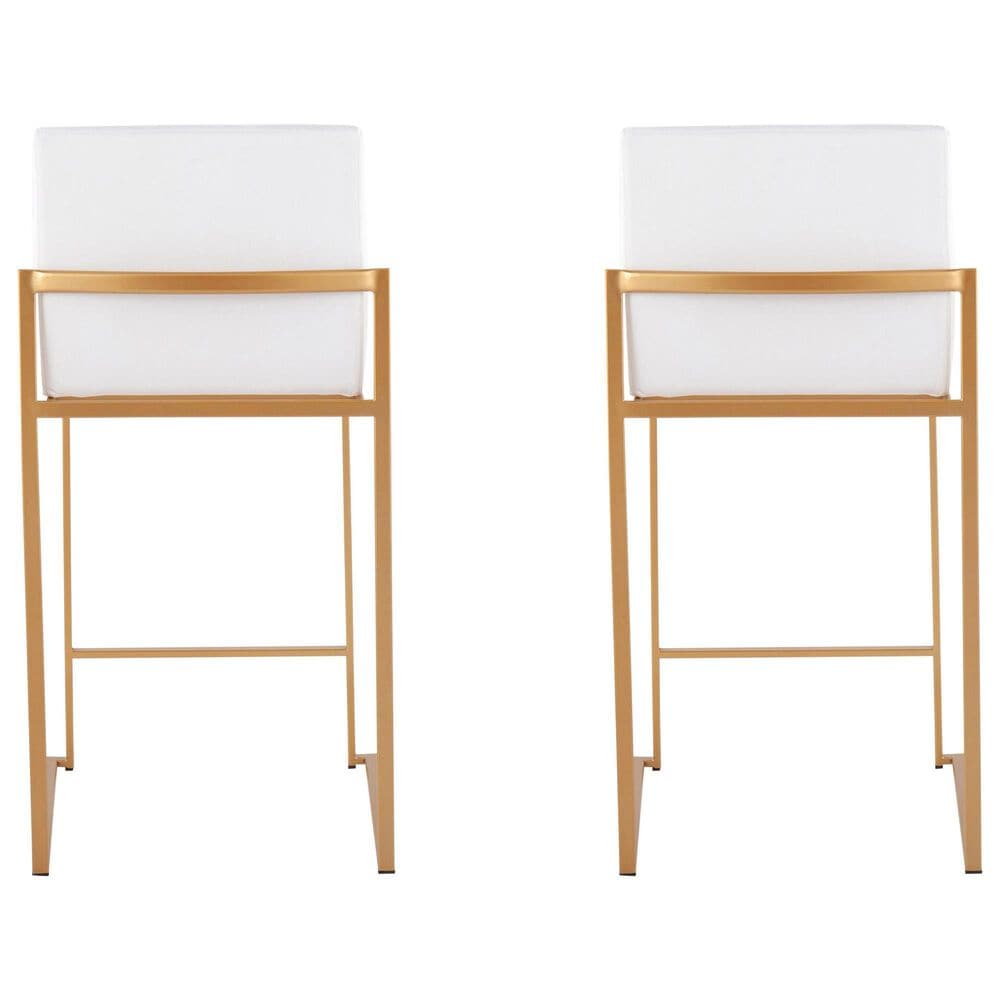 Lumisource Fuji High Back Counter Stool with White Velvet Cushion in Gold &#40;Set of 2&#41;, , large