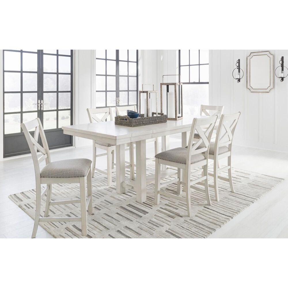Ashley Robbinsdale Counter Height Dining Table with 2 Leaves in Antique White, , large