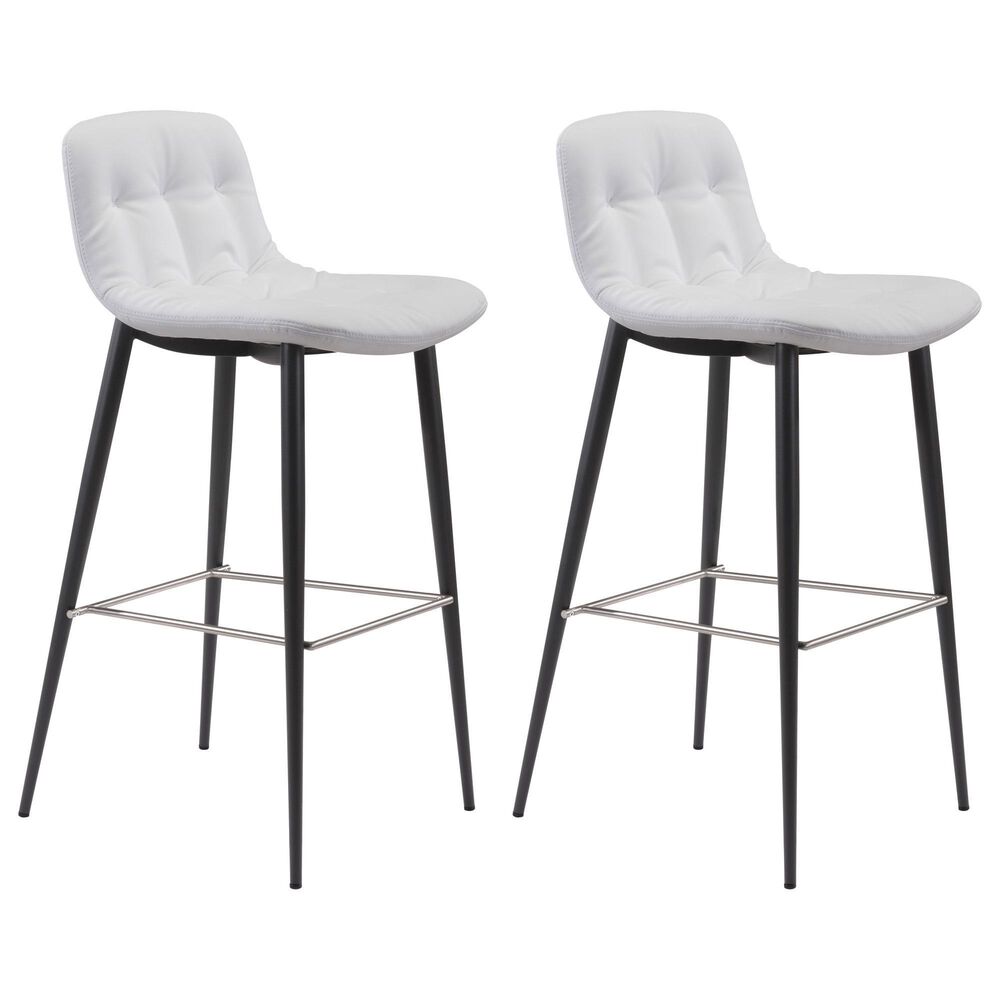 Zuo Modern Tangiers Bar Stool in White and Black (Set of 2), , large