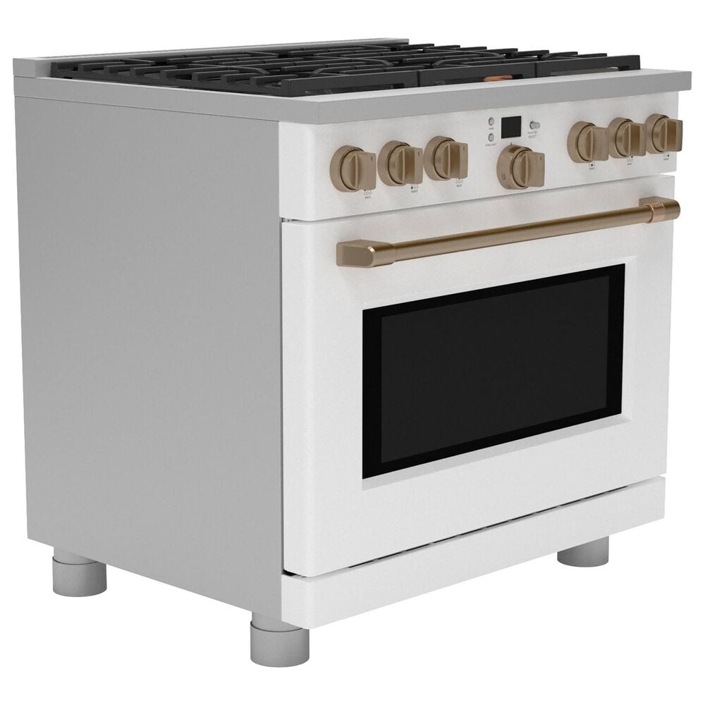 Cafe 6.2 Cu. Ft. Freestanding Natural Gas Range in Matte White and Brushed Bronze, , large