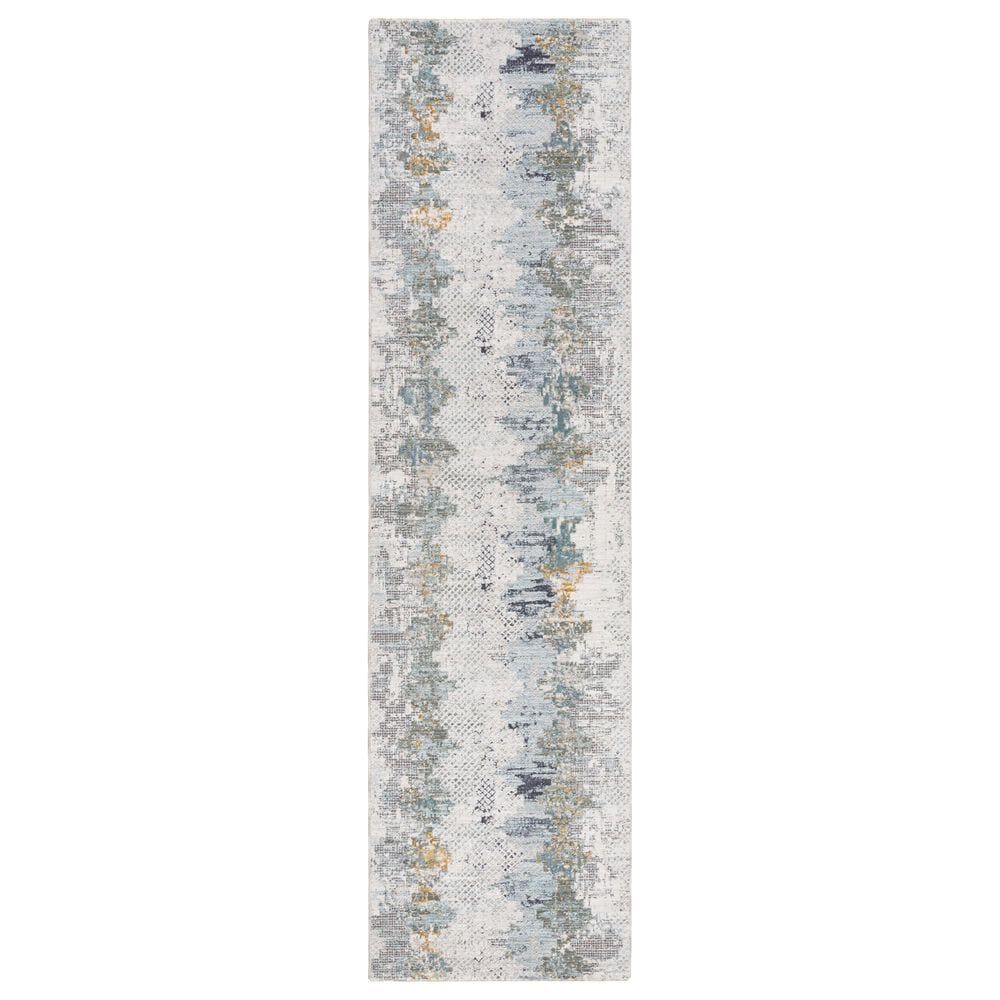 Surya Dresden Off-White, Taupe, Dusty Sage, Ink Blue, Light Gray and Deep Teal 2&#39;7&quot; x 7&#39;3&quot; Runner, , large