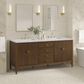 James Martin Vanities Myrrin 72" Double Vanity in Mid Century Walnut with 3 cm Carrara White Marble Top, , large