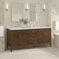 James Martin Vanities Myrrin 72" Double Vanity in Mid Century Walnut with 3 cm Carrara White Marble Top, , large