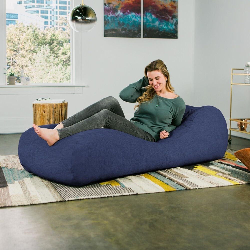 Jaxx Arlo Chaise Lounge Bean Bag Chair in Navy Blue, , large