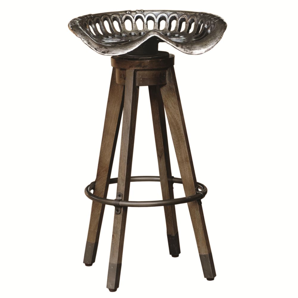 Accentric Approach Accentric Accents Benton Swivel Bar Stool in Wood and Metal, , large