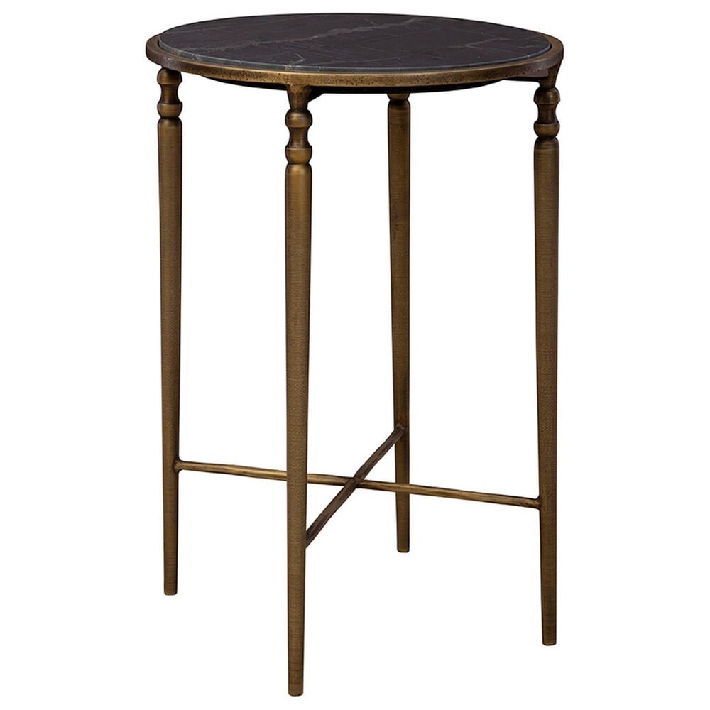 Timeless Designs Evry Side Table in Dark Slate Gray and Antique Brass, , large
