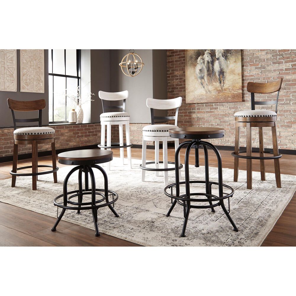 Signature Design by Ashley Valebeck Swivel Counter Height Stool in White and Black, , large