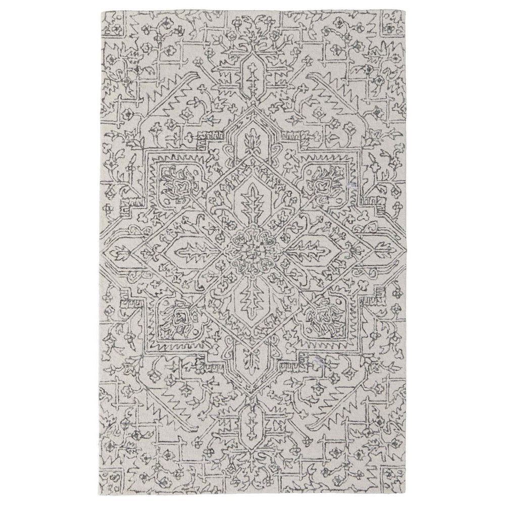 Feizy Belfort Ivory and Charcoal 12" x 15" Area Rug, , large