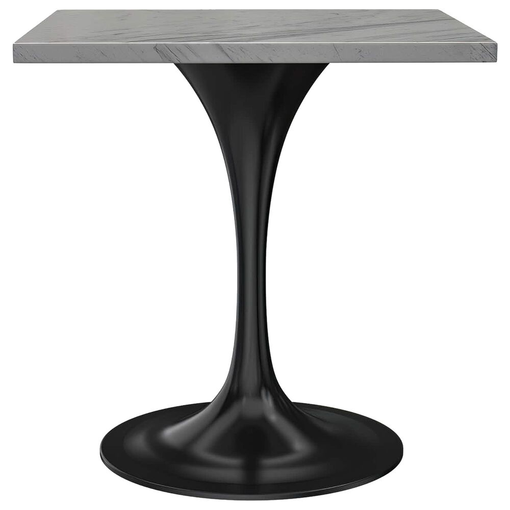 Leisuremod LeisureMod Verve Collection 27 Square Dining Table, Black Base with Laminated White Marbleized Top, , large