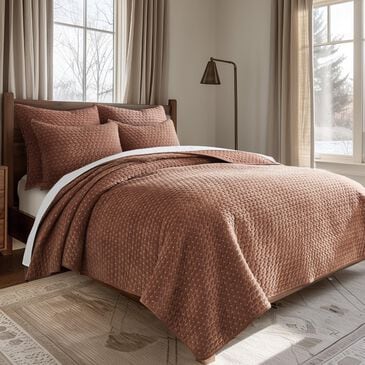 Levtex Velvet Stitch 3-Piece Full/Queen Quilt Set in Rust, , large