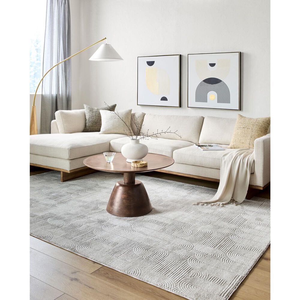 Surya Masterpiece MPC-2311 Medium Gray, Light Gray and Cream 5' x 7'5" Area Rug, , large