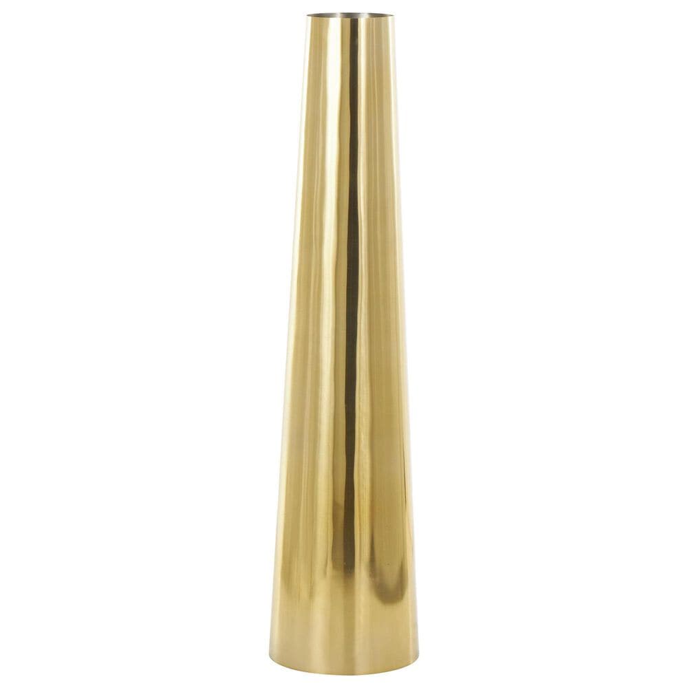 Maple and Jade Minimalistic Tall Floor Cone Decorative Vase in Shiny Gold, , large