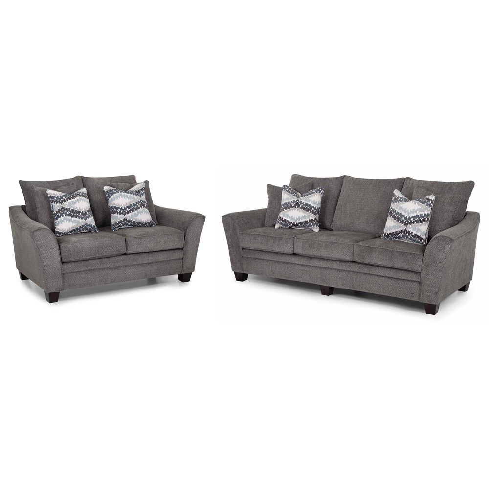 Moore Furniture Eastbrook Stationary Sofa and Loveseat Set in Shasta Charcoal, , large