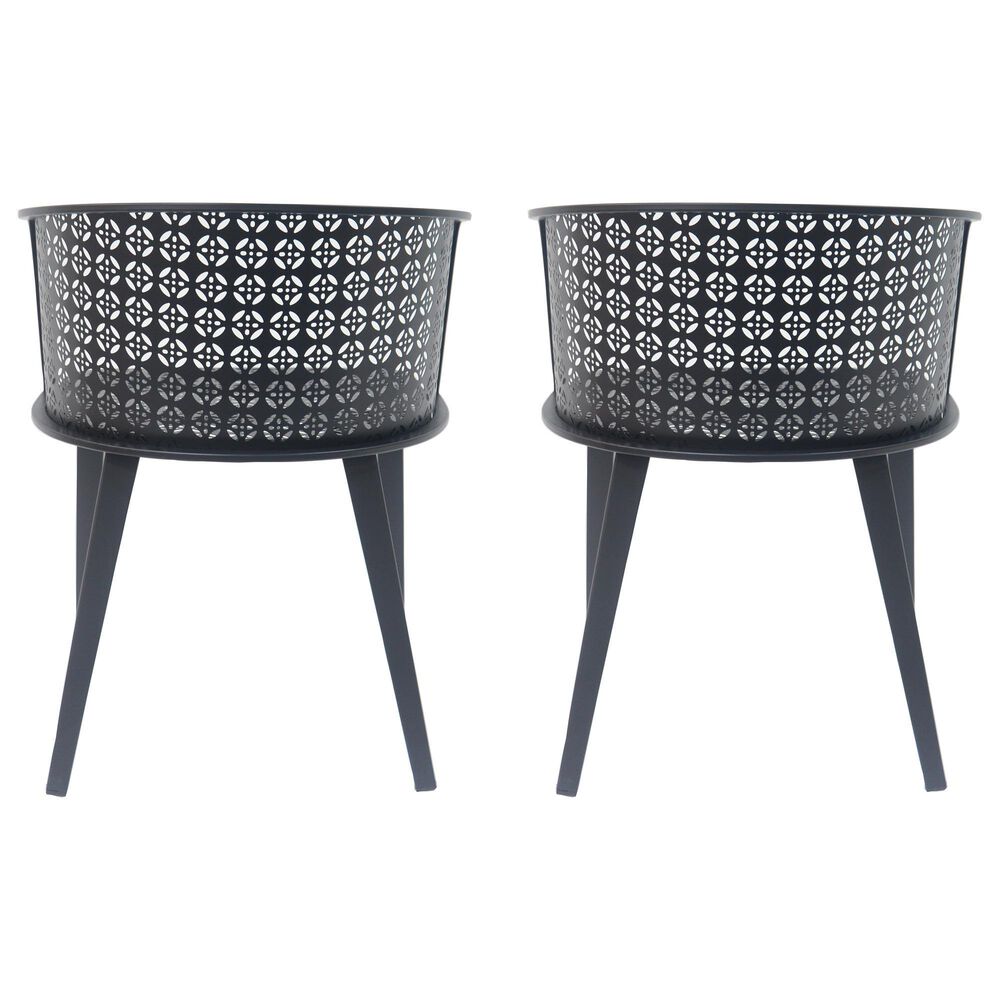 Hearth and Haven Milan Outdoor Dining Chair in Black (Set of 2), , large