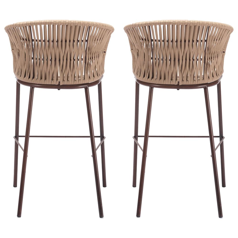 Zuo Modern Freycinet Patio Barstool with Natural Frame in Gray (Set of 2), , large