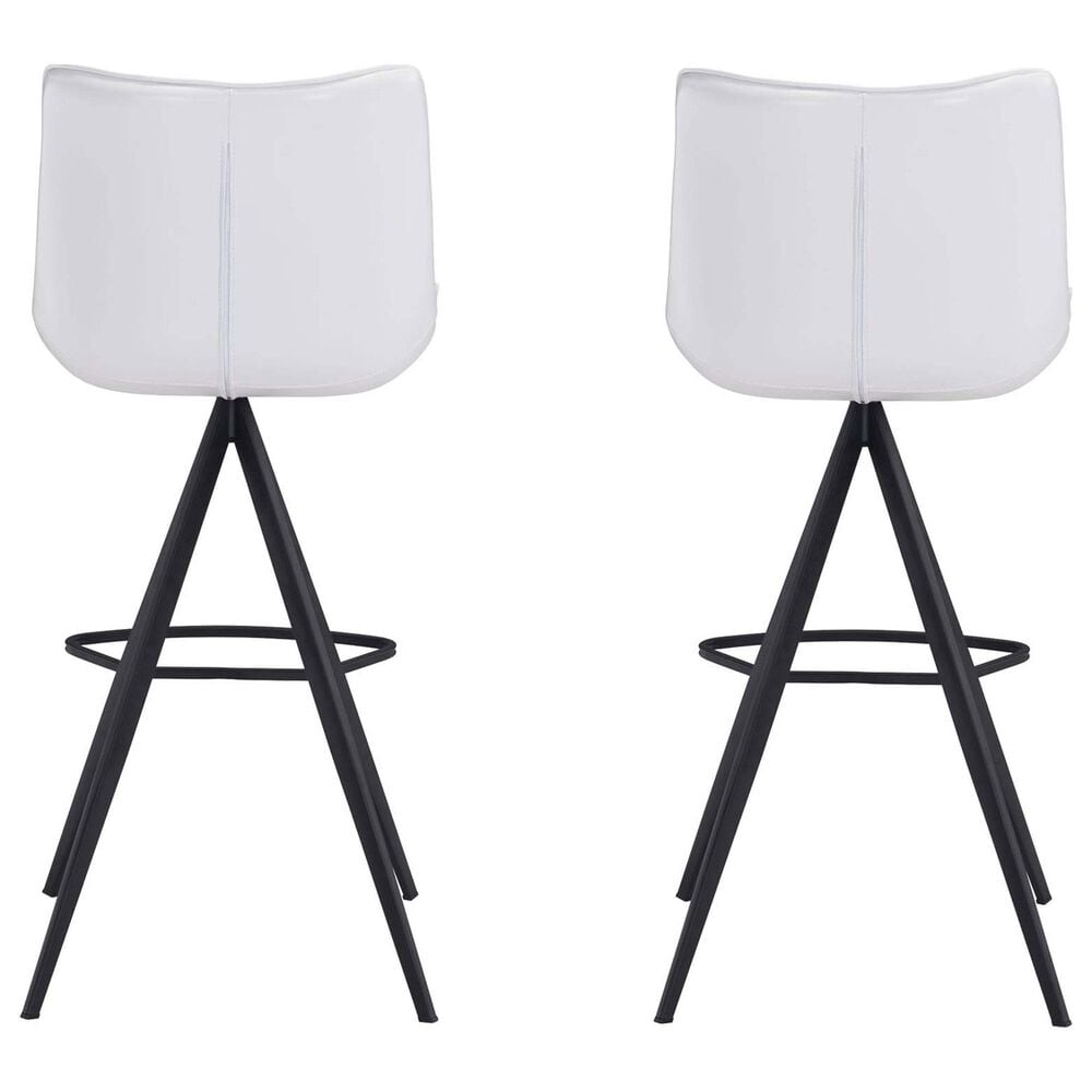 Zuo Modern Aki Bar Stool in White and Black &#40;Set of 2&#41;, , large