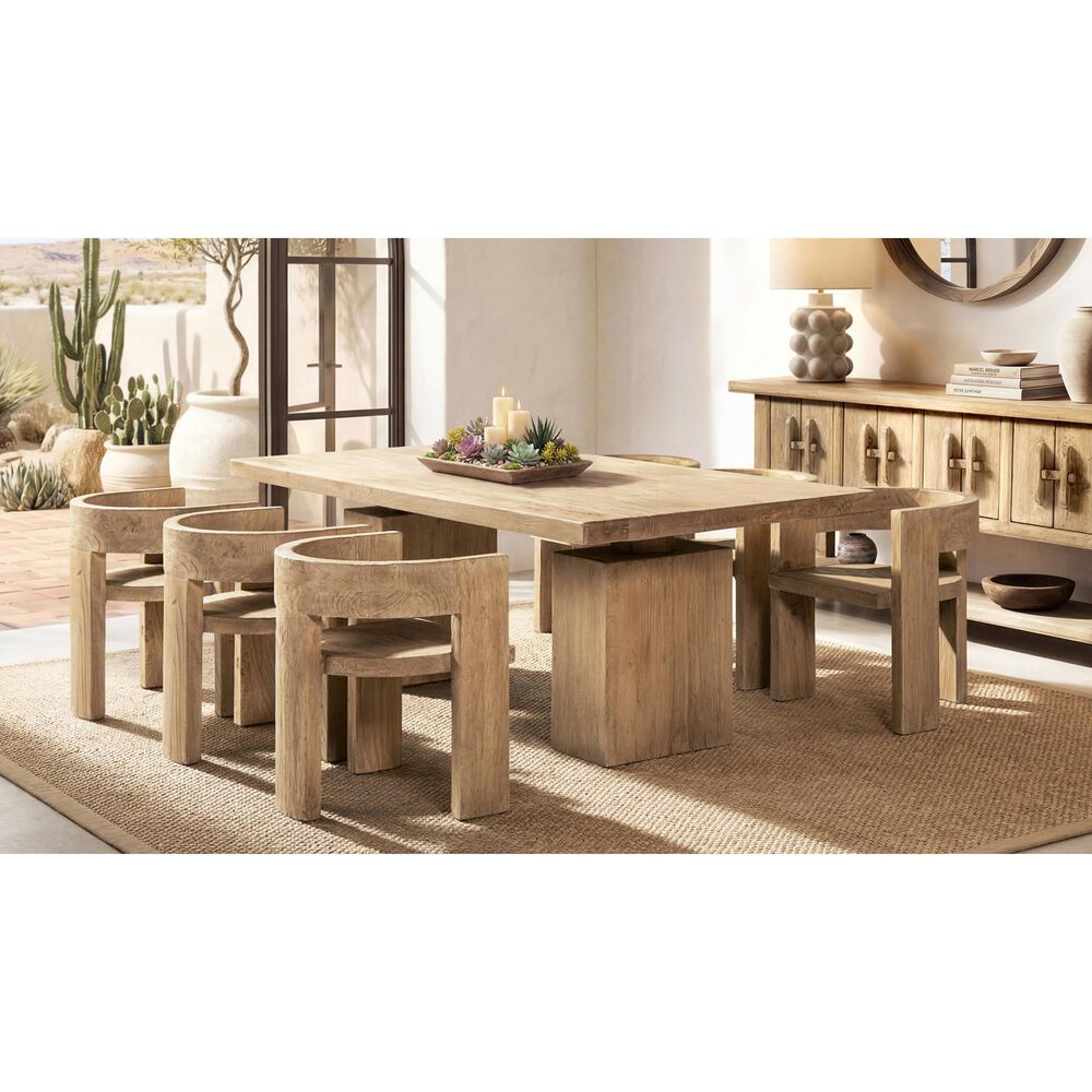 Jennifer Taylor Home Soren Arm Dining Chair in Heritage Light Natural Brown, , large