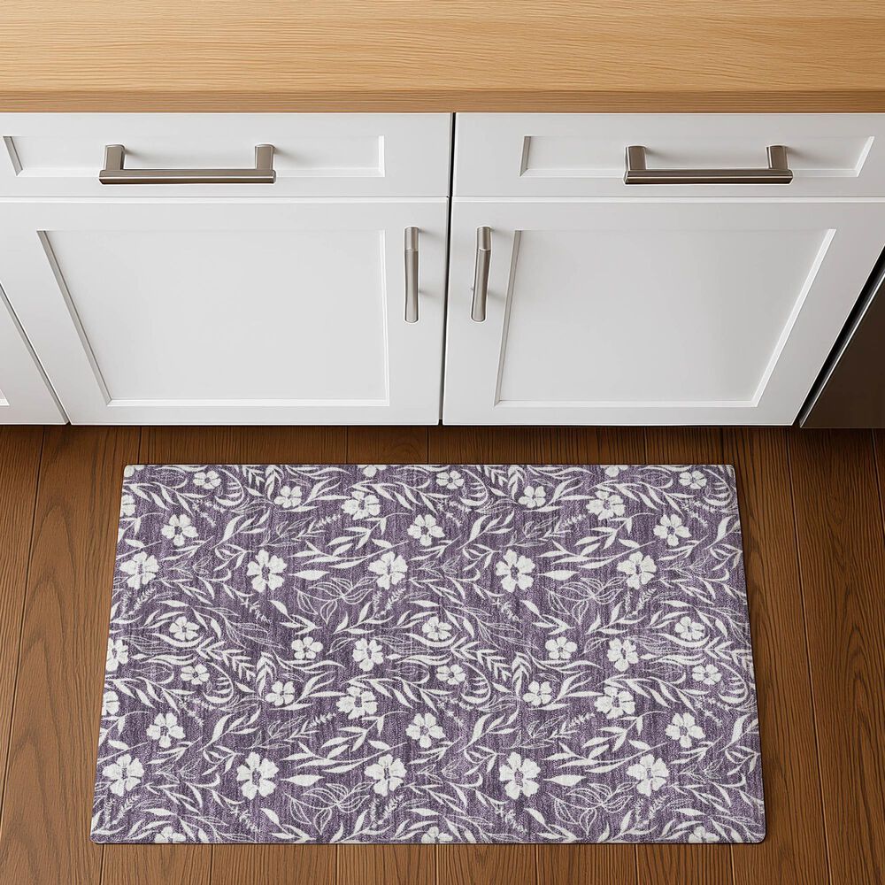 Dalyn Rug Company Soft Essentials Floral Purple 2'6" x 3'10" Indoor/Outdoor Area Rug, , large