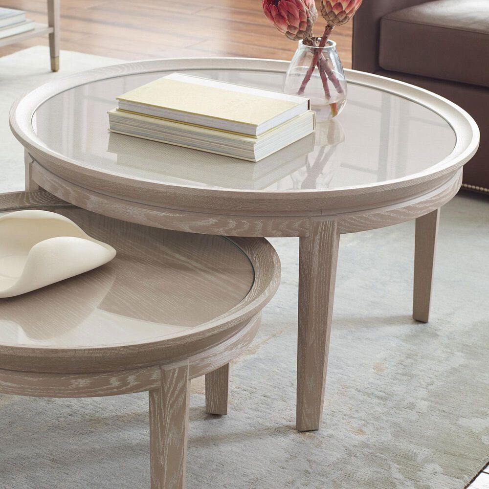 Stickley Furniture Maidsatone 36" Round Cocktail Table in Sandbank, , large