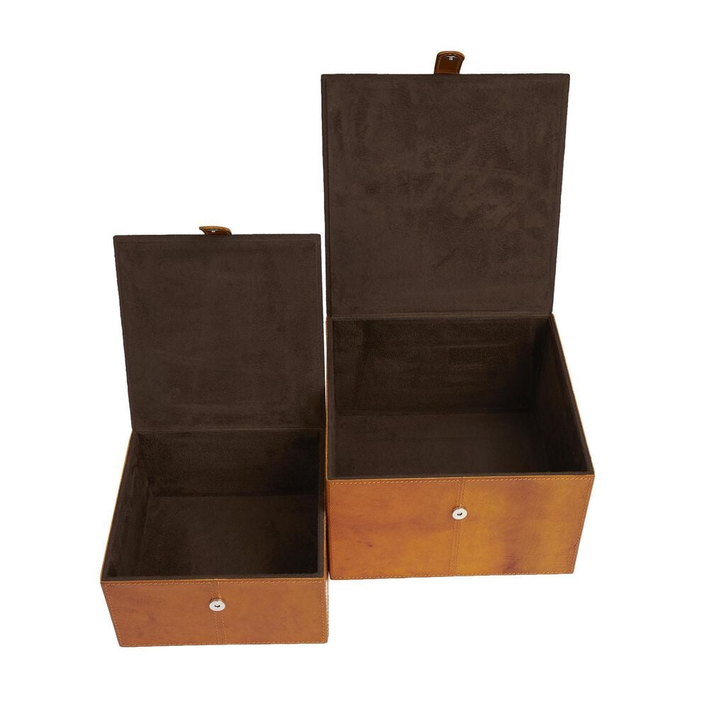 Maple and Jade 9.9&quot; 2-Piece Handmade Storage Decorative Box Set in Brown, , large