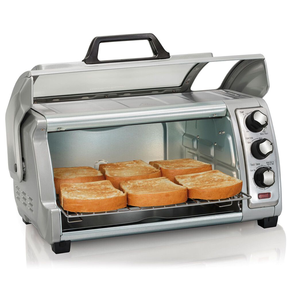 Hamilton Beach 6-Slice Easy Reach Toaster Oven with Roll Top Door in Stainless Steel, , large