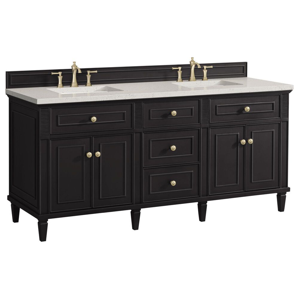 James Martin Vanities Lorelai 72" Double Vanity in Black Onyx with 3 cm Lime Delight Quartz Top, , large