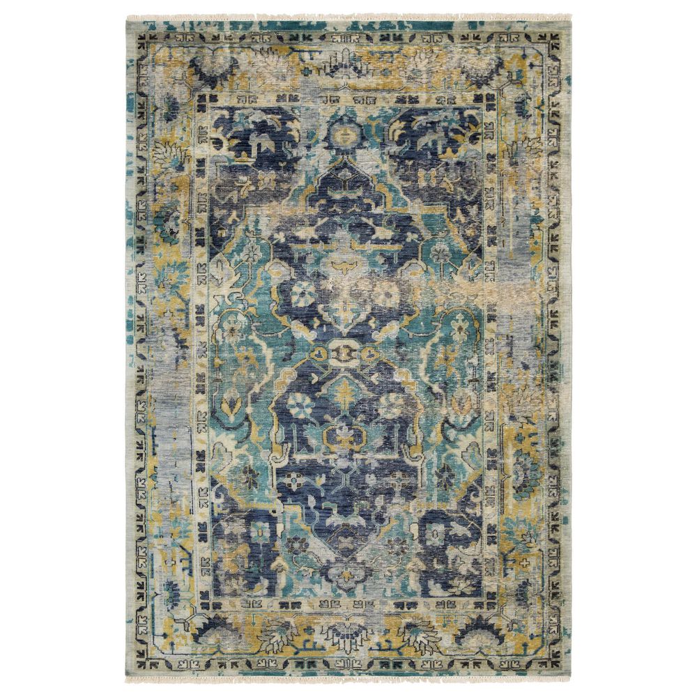 Surya Festival 12" x 15" Denim, Ink Blue, Teal, Tan and Ivory Area Rug, , large