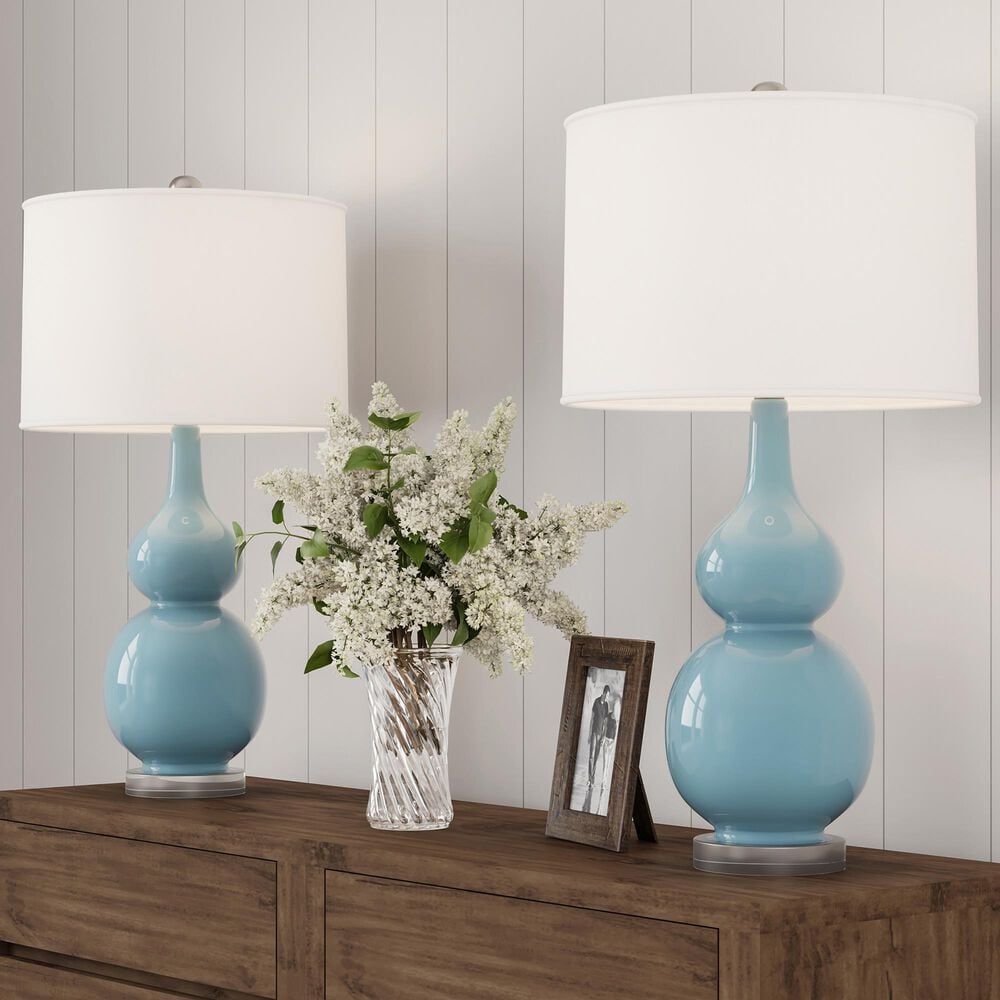Timberlake Double Gourd Vintage Table Lamp in Spa Blue and Clear (Set of 2), , large