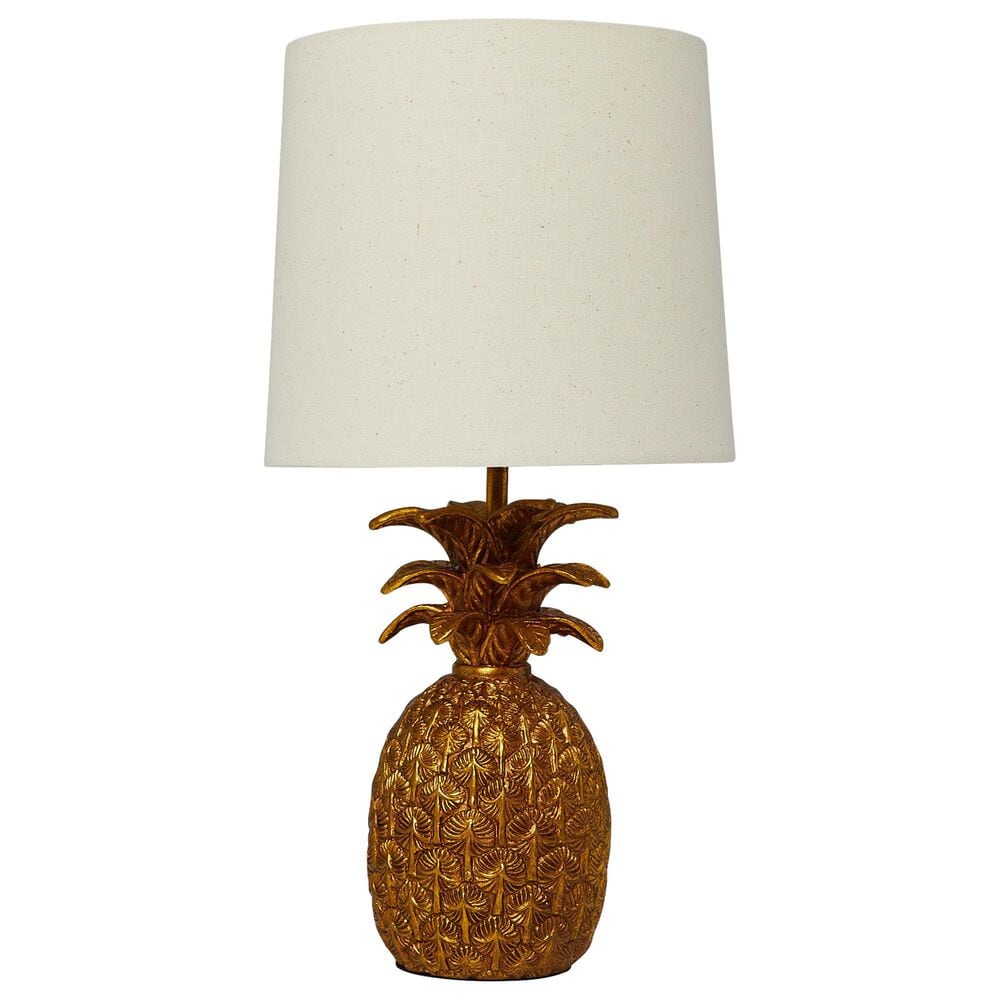 Creative Coop Resin Pineapple Table Lamp in Distressed Gold, , large