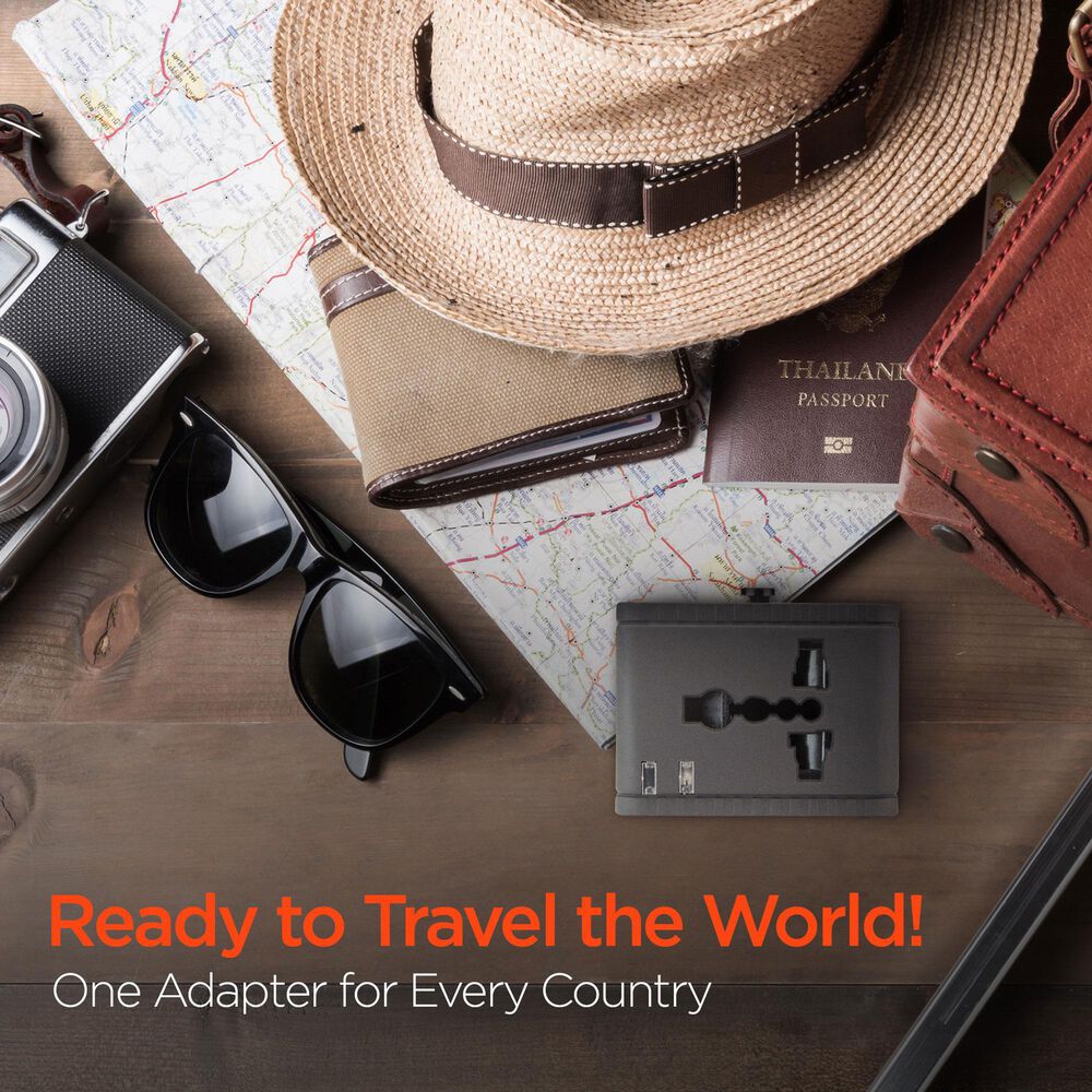 Hypercel All-In-One World Travel Adapter in Black, , large