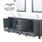 Lexora Home Ziva 84" Double Bathroom Vanity in Dark Grey with 2 cm White Quartz Top and Rectangular Sinks, , large