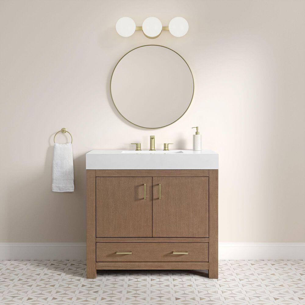 37B Alanya 36" Single Bathroom Vanity in Walnut Drift with White Composite Stone Top, , large