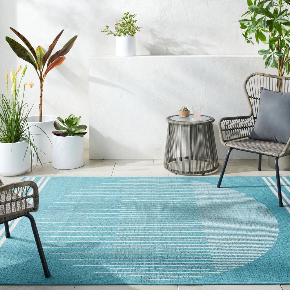 Surya Alfresco 7&#39;3&quot; x 10&#39;6&quot; Pewter, Slate and Beige Indoor/Outdoor Area Rug, , large