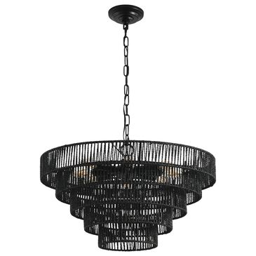 Hearth and Haven 8-Light 5-Layer Rattan Chandelier in Black, , large