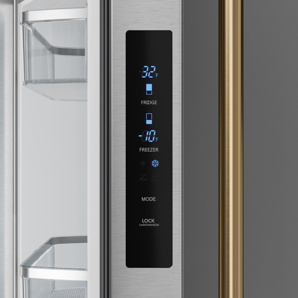 THOR KITCHEN Gordon Ramsay 17.5 Cu. Ft. Counter Depth French Door Refrigerator with Bronze Handle Kit in Stainless Steel, , large