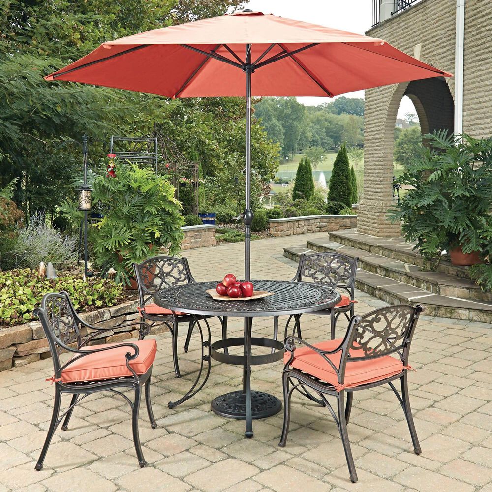 Homestyles Sanibel 7-Piece 48" Patio Dining Set with Umbrella in Brown, , large