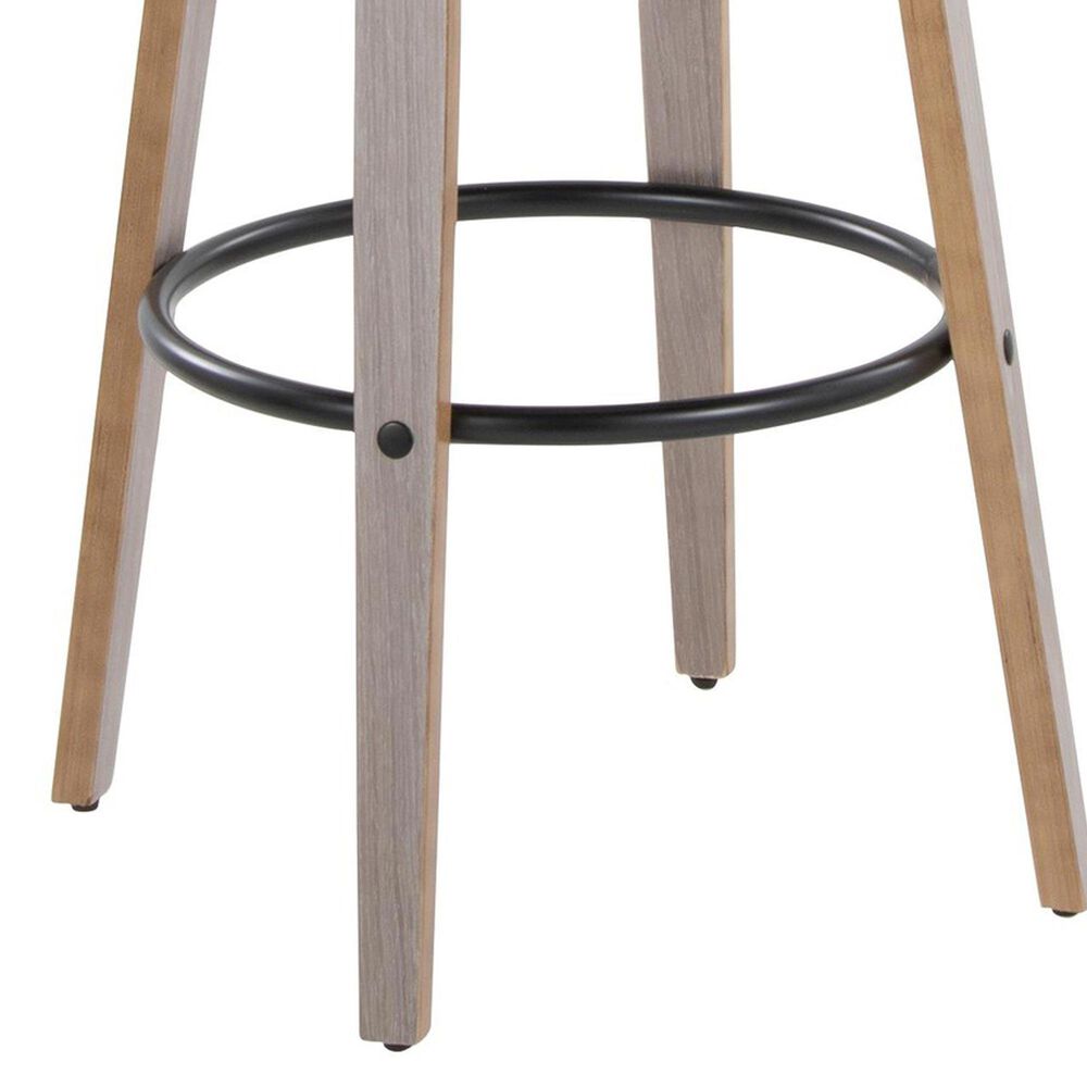 LumiSource Charlotte Swivel Bar Stool with Cream Fabric Upholstery in Light Grey and Black (Set of 2), , large