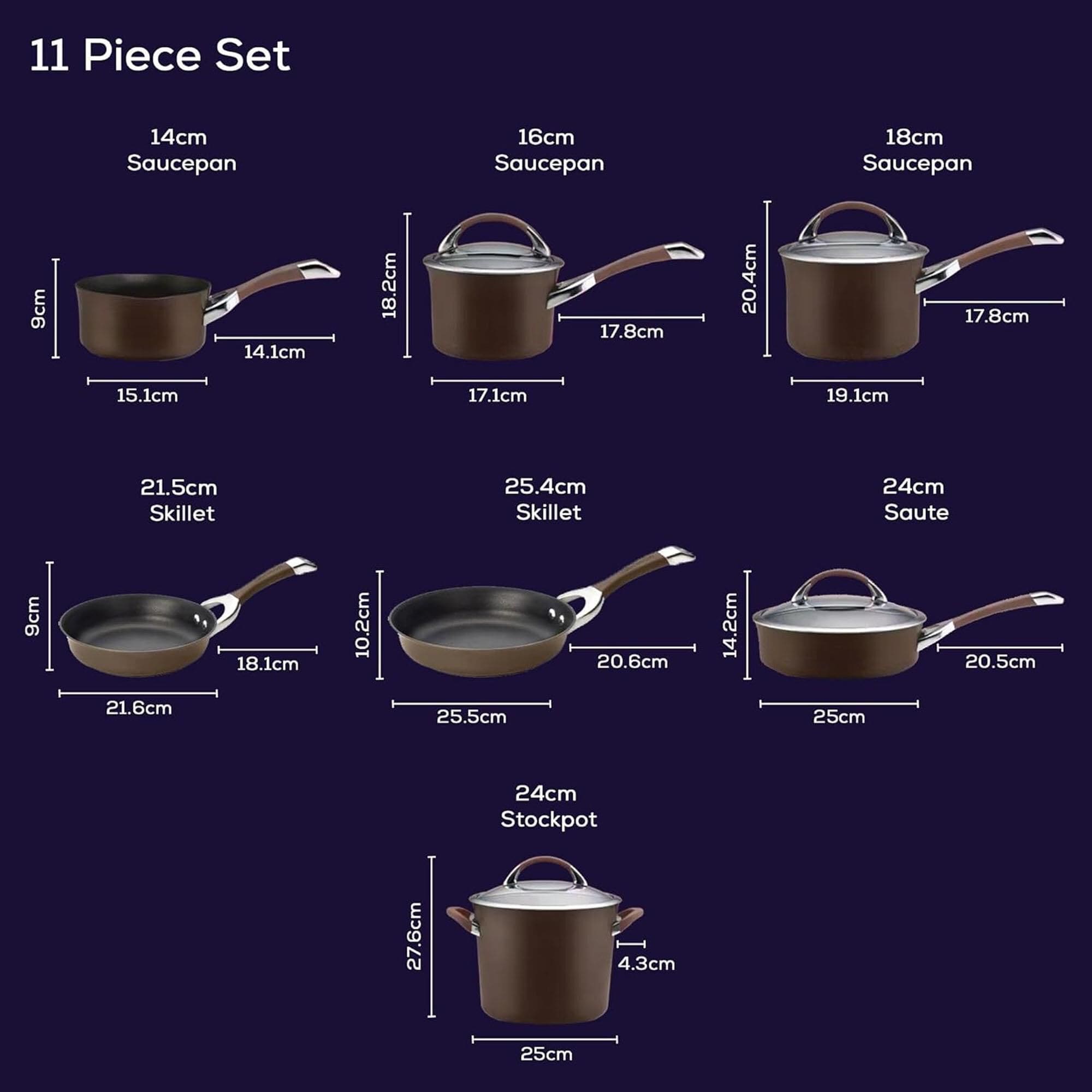 Circulon 11 Piece Pan Set Symmetry - Chocolate