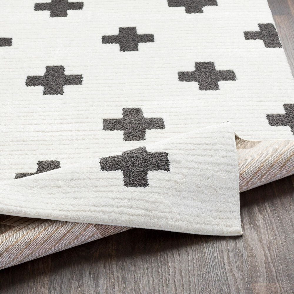 Surya Moroccan Shag MCS-2306 6&#39;7&quot; x 9&#39;6&quot; Black and White Area Rug, , large