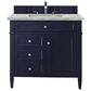 James Martin Vanities Brittany 36" Single Bathroom Vanity in Victory Blue with 3 cm Victorian Silver Quartz Top and Rectangular Sink, , large