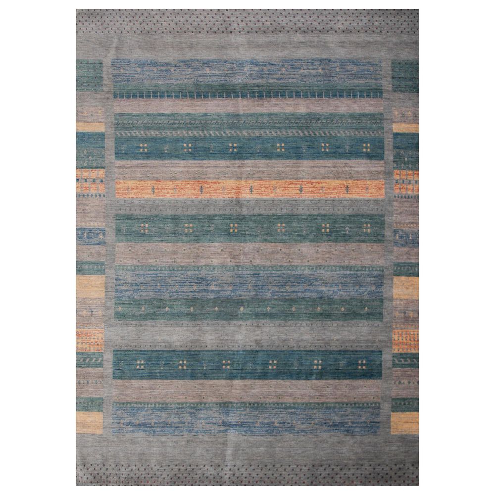 RIZZY Spectrum Dark Blue, Gray, Teal, Ivory, Cream, Green and Dusty Rose 10" x 13" Area Rug, , large