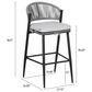Hearth and Haven 30" Outdoor Barstool with Teak Frame in Light Gray (Set of 2), , large