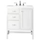 James Martin Addison 30" Single Bathroom Vanity in Glossy White with 3 cm Eternal Jasmine Pearl Quartz Top and Rectangular Sink, , large