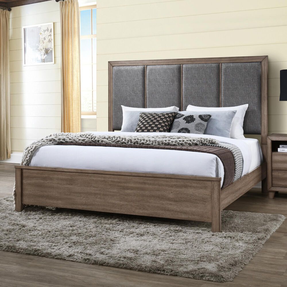 New Heritage Design Harrisburg 5-Piece King Bedroom Set in Walnut Brown with LED Lighting and USB Port, , large