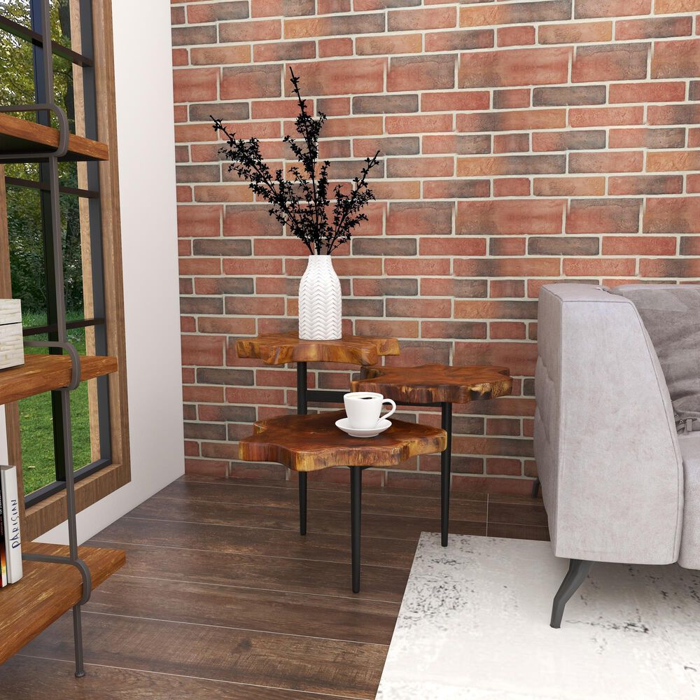 Uma Enterprises Rustic Accent Table in Brown and Black, , large